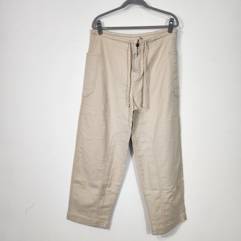 prAna Cuyamaca Pant Womens Large Almond Beige Wide Leg Organic Cotton Tencel New - Picture 3 of 11